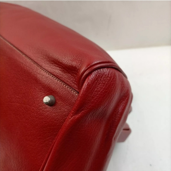 PRADA Red Satchel Bag Red Leather Purse Handbag with Lock and Key - Picture 6 of 9